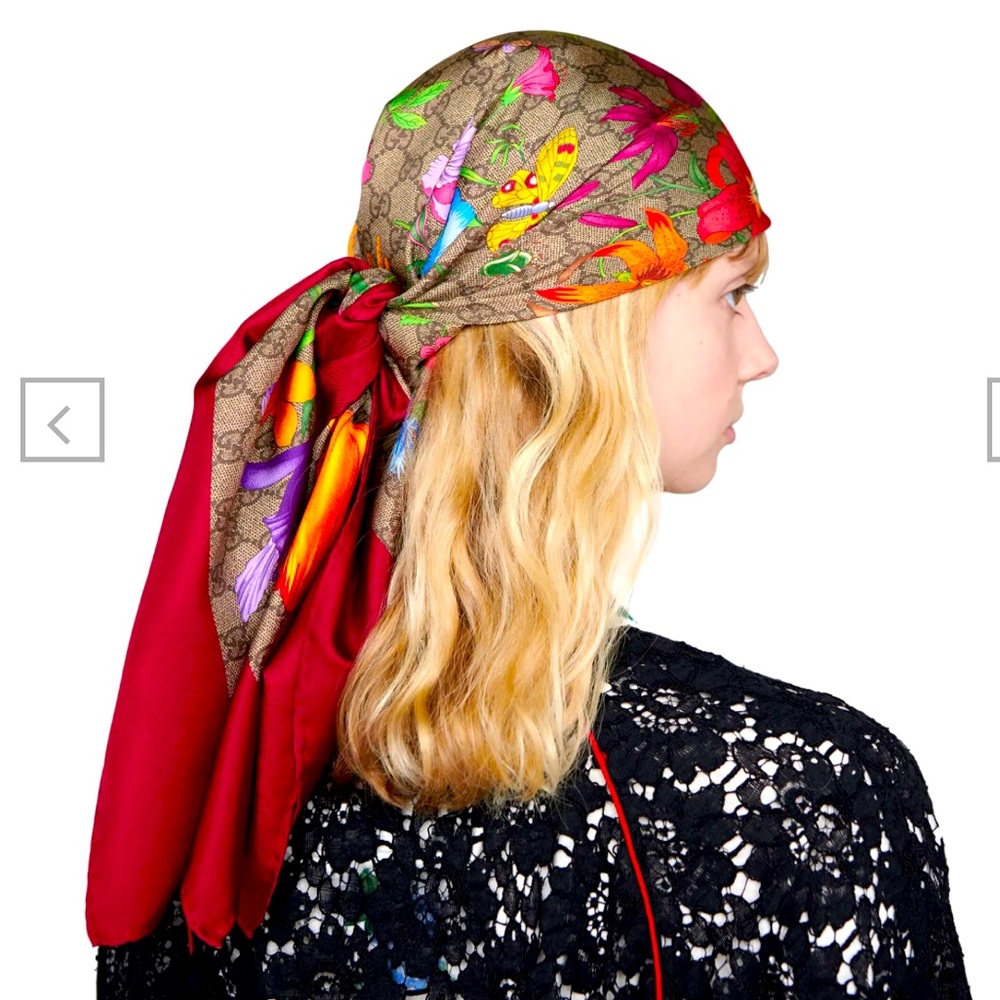 GG Flora print silk scarf